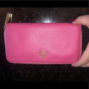 Tory Burch pink leather wallet